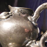 Art nouveau pourer,victor silver co,quadruple plate, liseron flower decoration