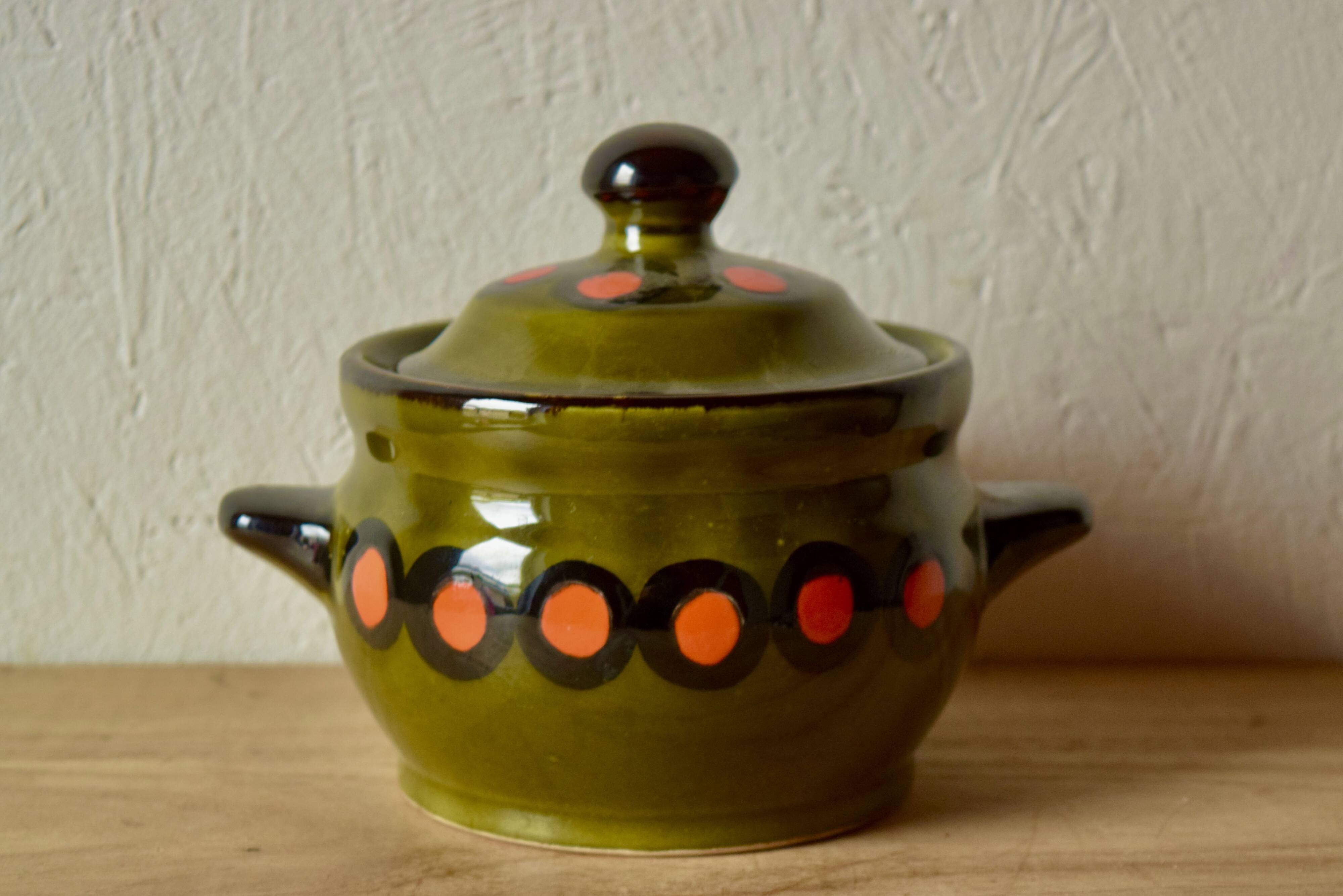 Small vintage Poët-Laval tureen in glazed ceramic - hand painted