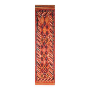 Vintage Turkish Oushak Handmade Wool Cotton Red Runner 91x368