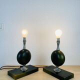 Paire de lampes Philippe Barbier années 70, vert