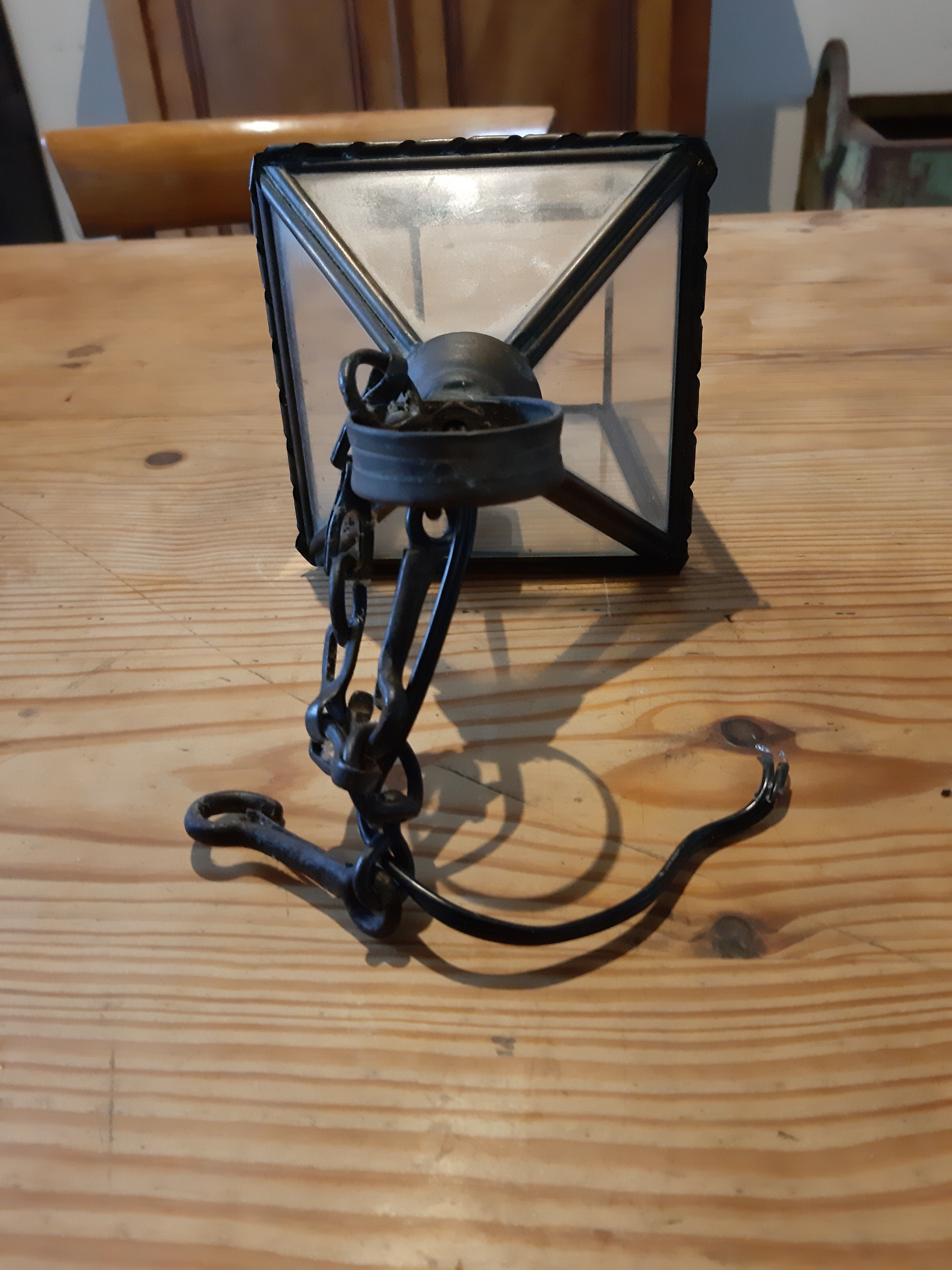 Brass and glass hanging lamp