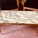 A mid-century marble top and brass frame coffee and cocktail table, circa 1960s