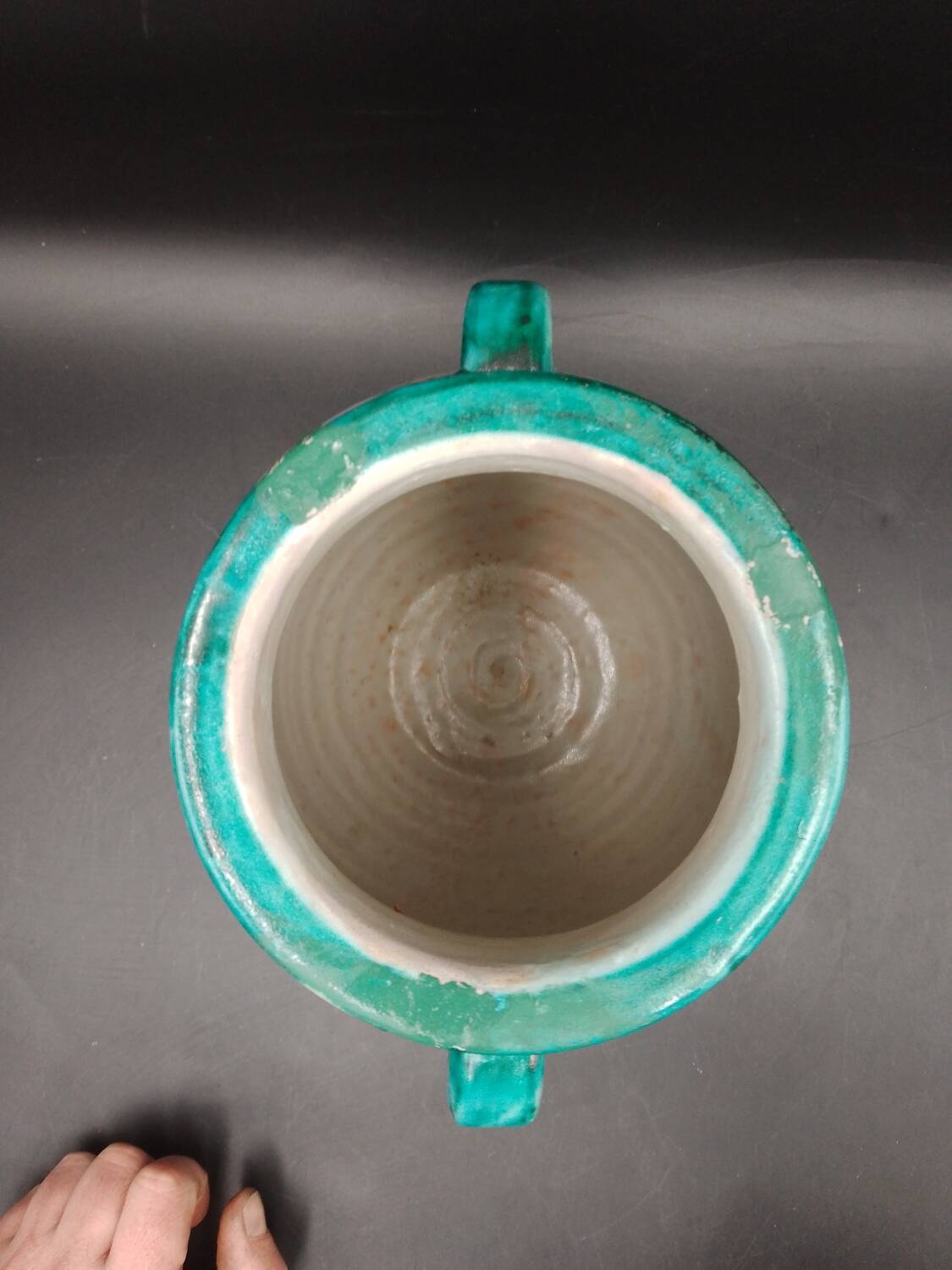 Vase pot with two handles in Moroccan ceramic signed Fes Moroccan