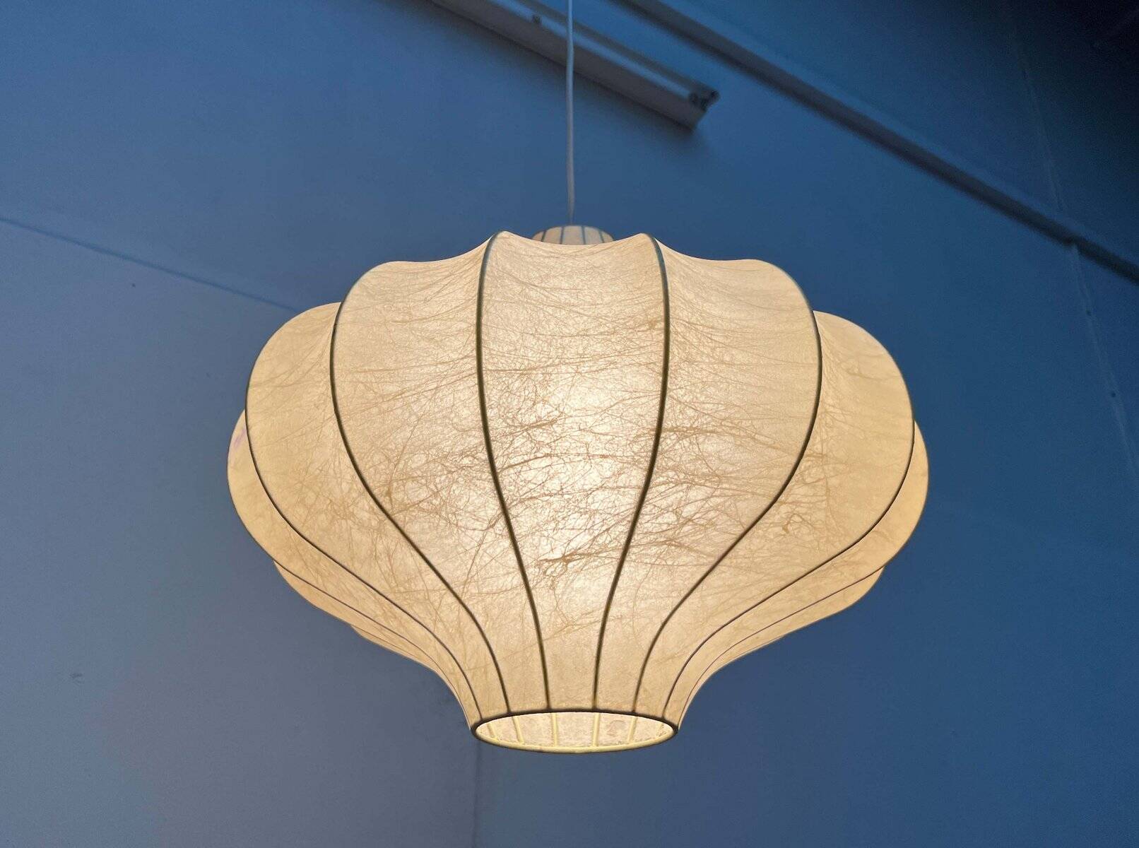 Modern mid-century Cocoon pendant lamp by Friedel Wauer for Goldkant Leuchten, Germany, 1960s.