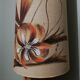 Vintage glazed stoneware lamp with hand-painted lampshade