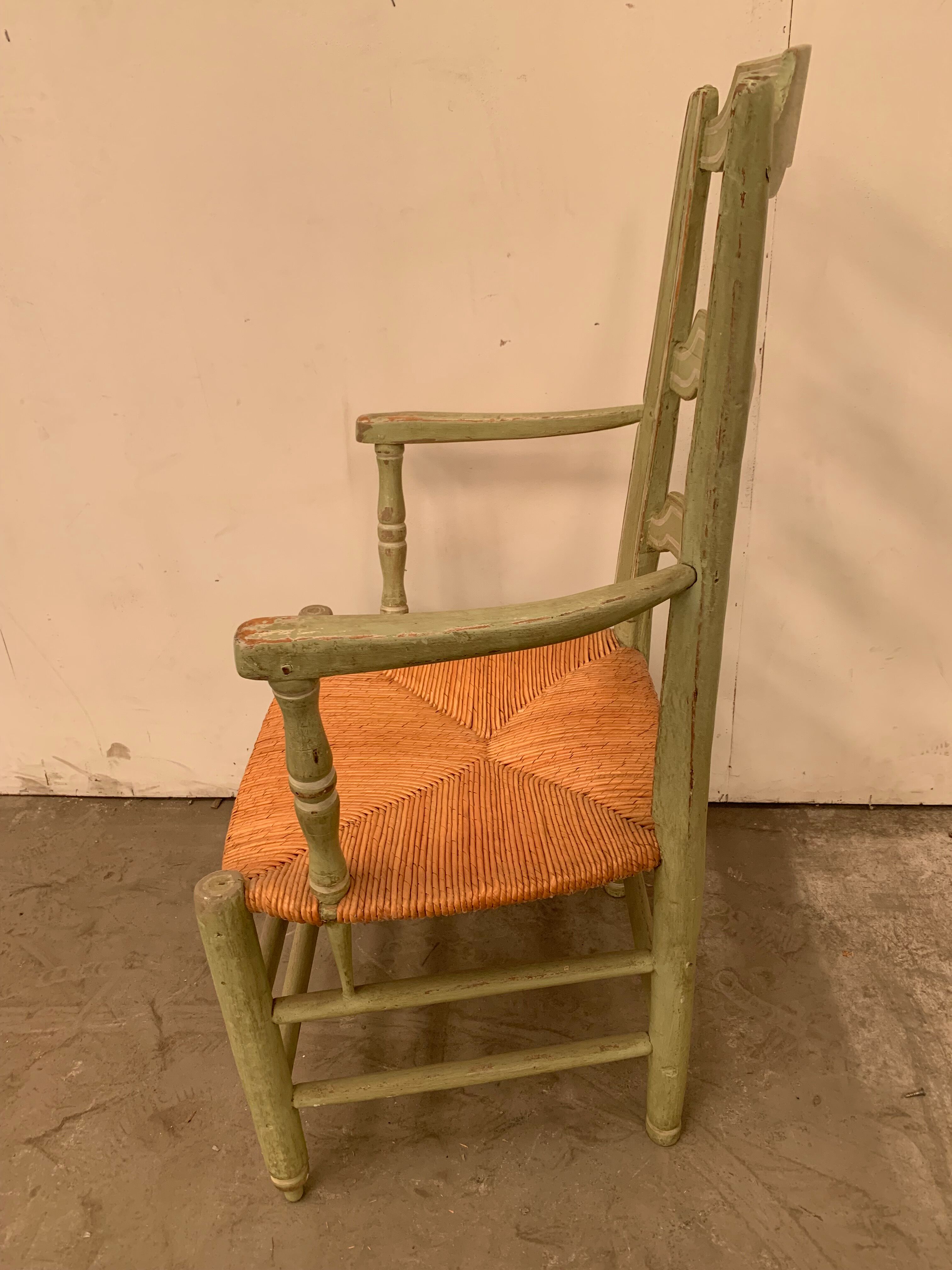 Provencal armchair in patinated beech Seat in straw XX century