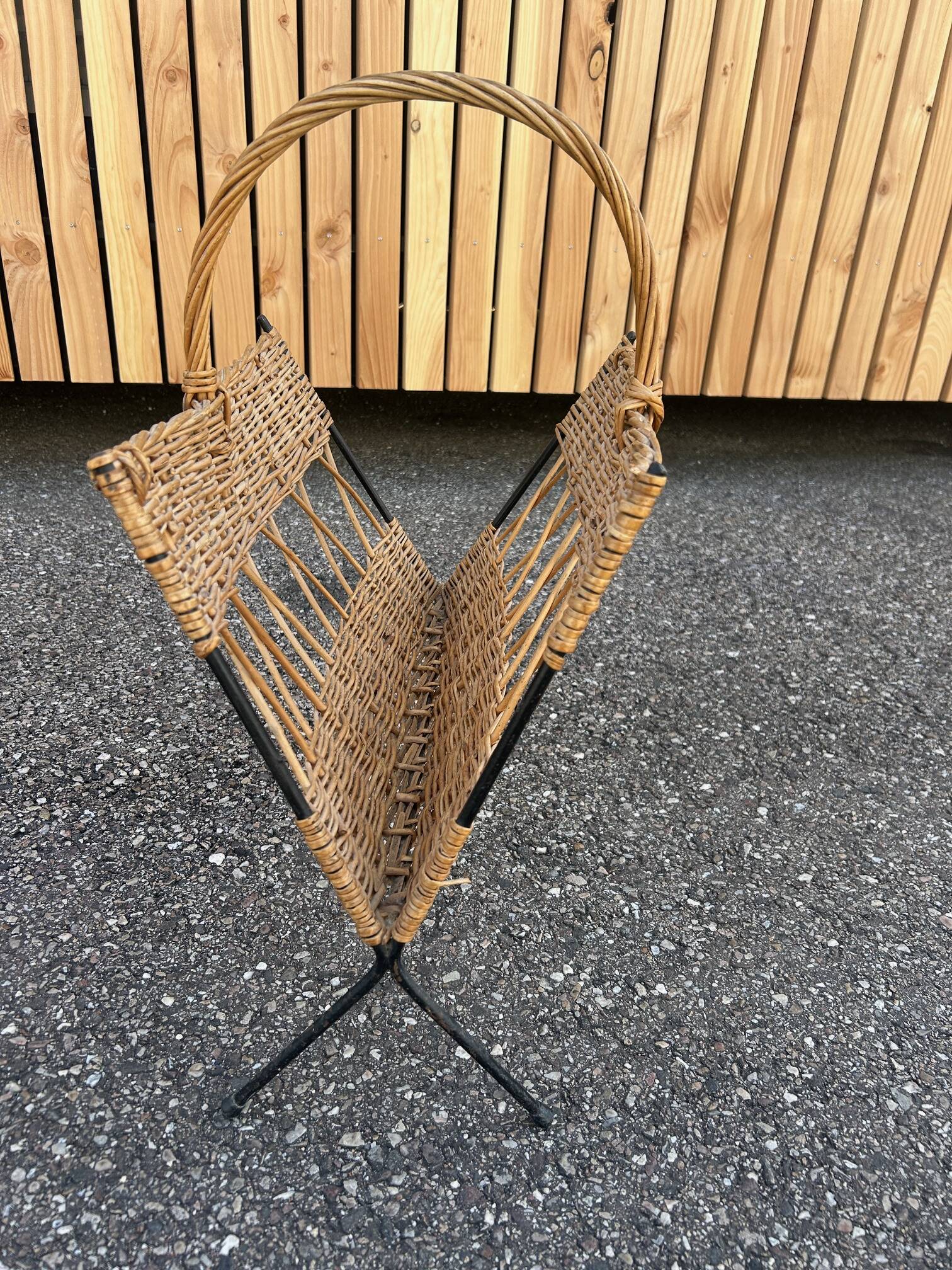 metal and rattan magazine rack