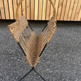 metal and rattan magazine rack