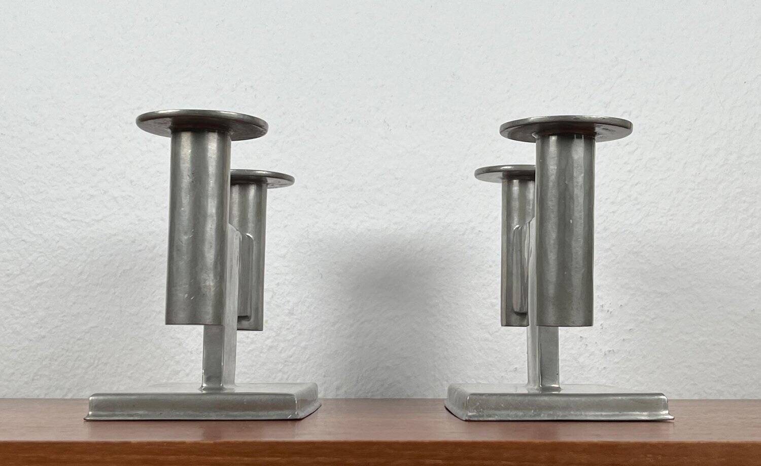 Minimalist chandelier model 551 in German tin by Karl Raichle for Meersburg, 1930s, set of 2.