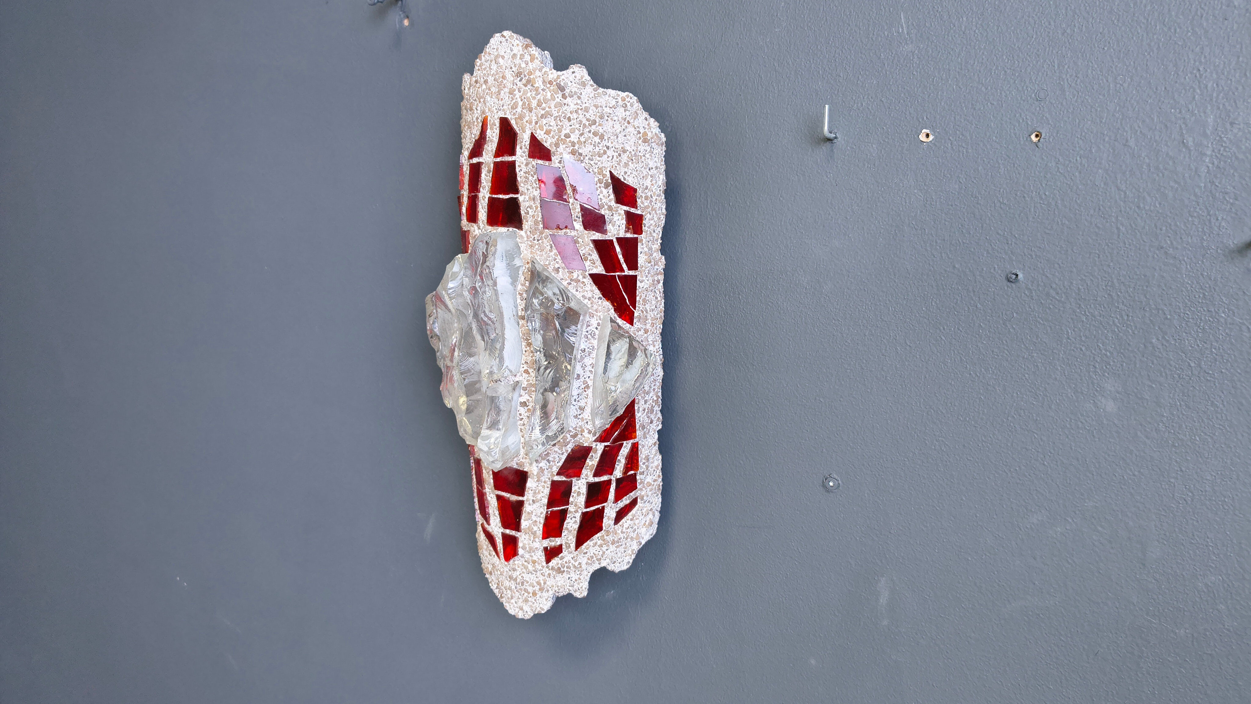 Brutalist cement and glass wall lamp, 1960s