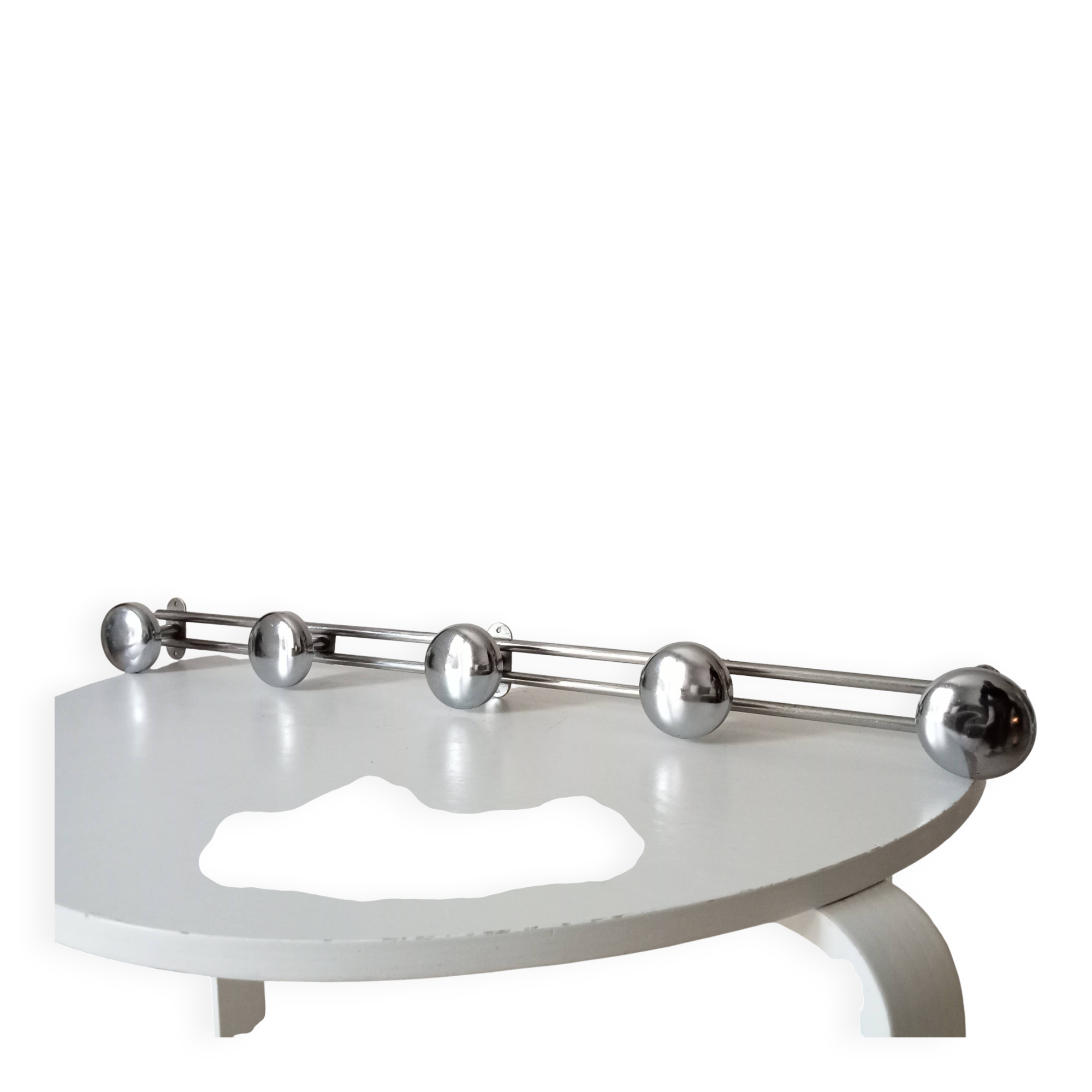 Vintage chrome wall-mounted coat rack from the 1970s