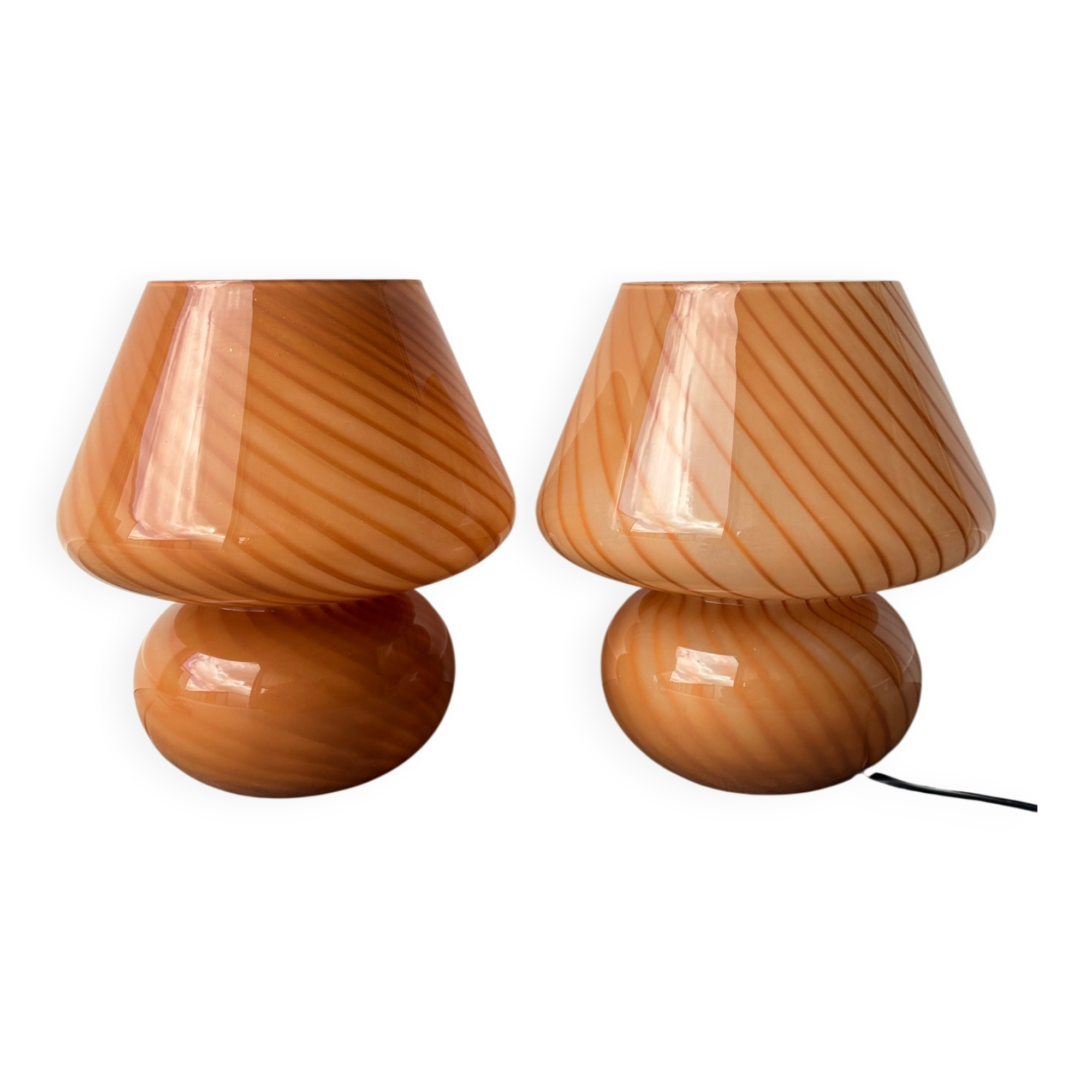Pair of blown glass bedside lamps, Murano style, 1980s