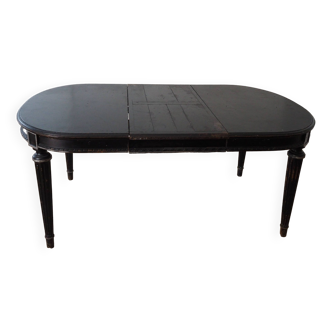 Table ancienne style Louis XVI noyer peinte noir