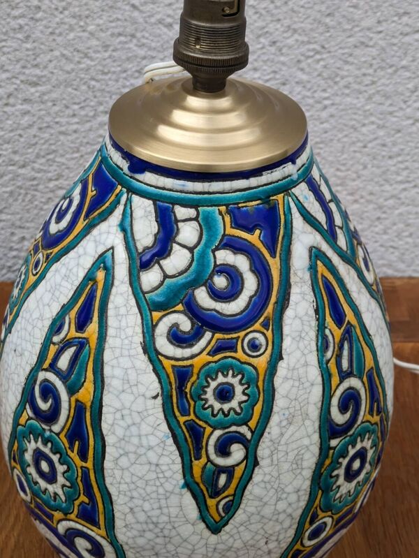 Pied de lampe, vase Art déco en céramique Charles Catteau, Boch La Louvière