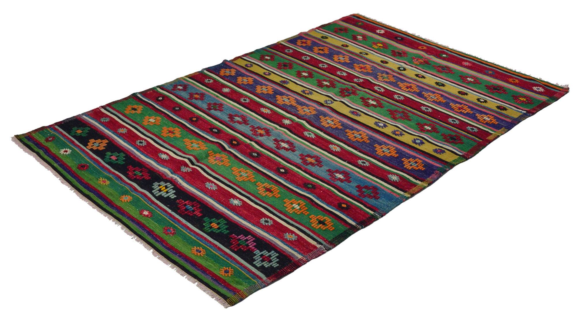 Kilim Oushak vintage multicoloured striped 250 x 163 cm