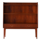 Bibliothèque scandinave en acajou avec tiroirs