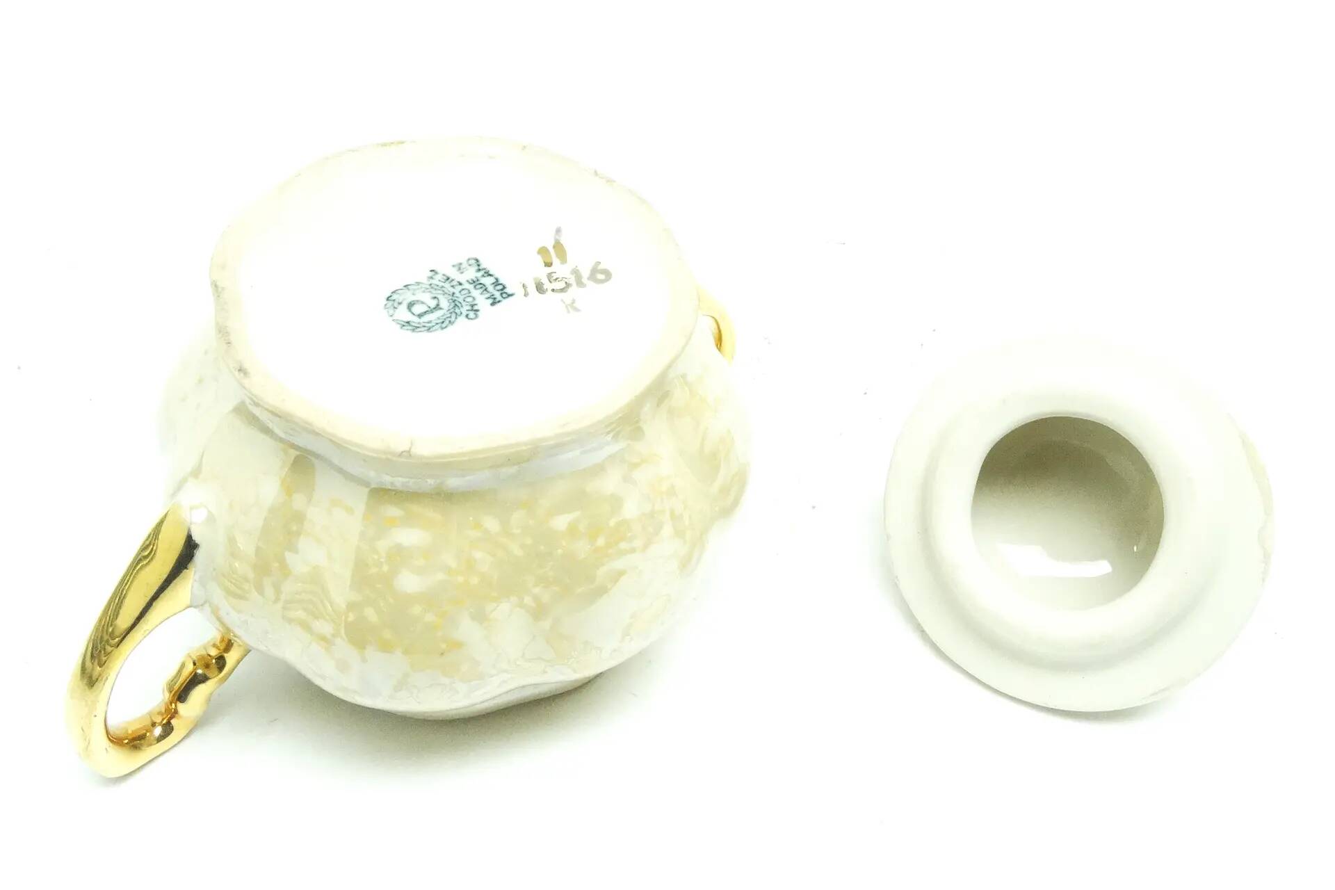 Rococo sugar bowl, porcelain, Chodzież, Poland, 1970s