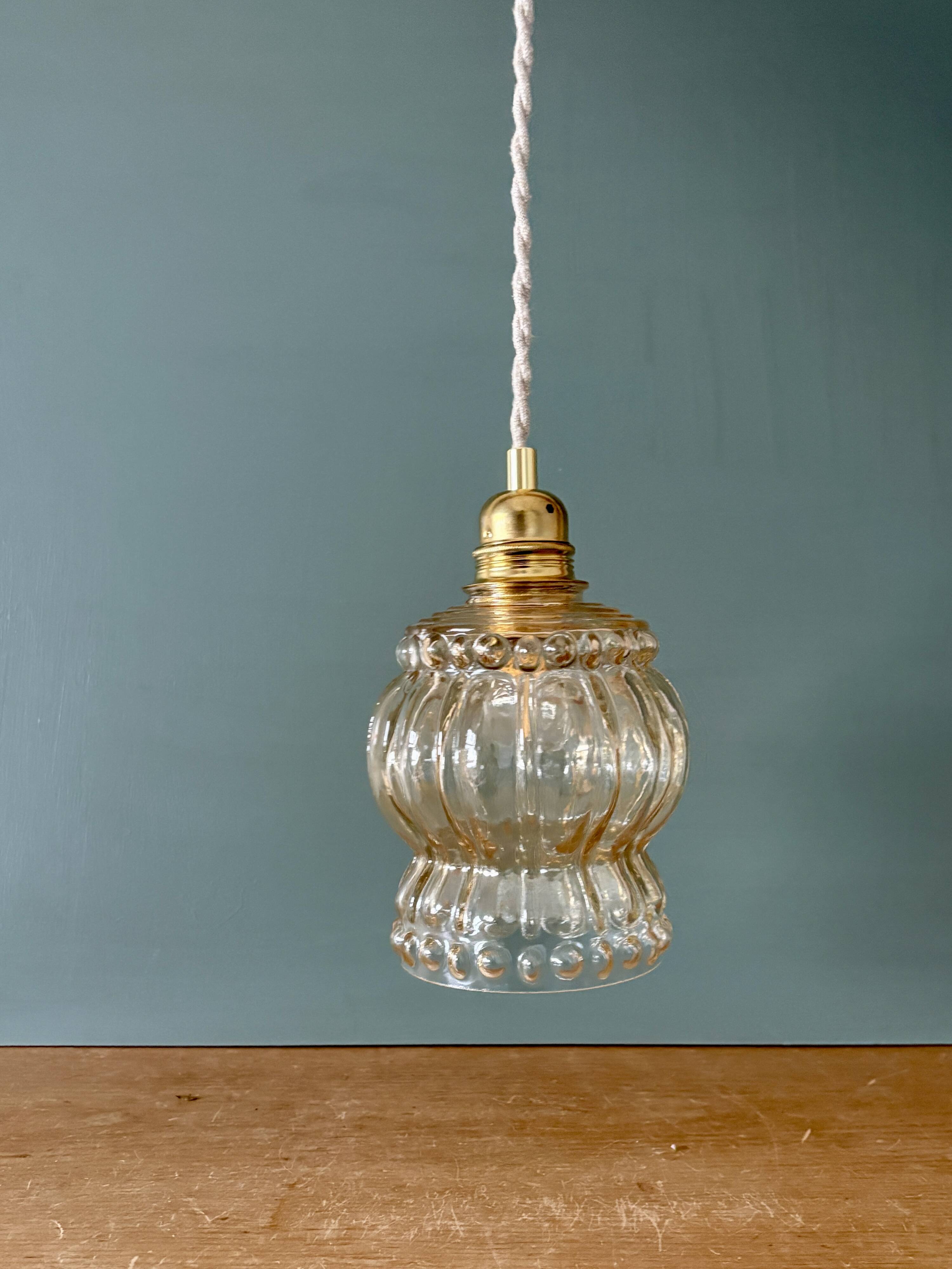 Vintage amber glass suspension globe