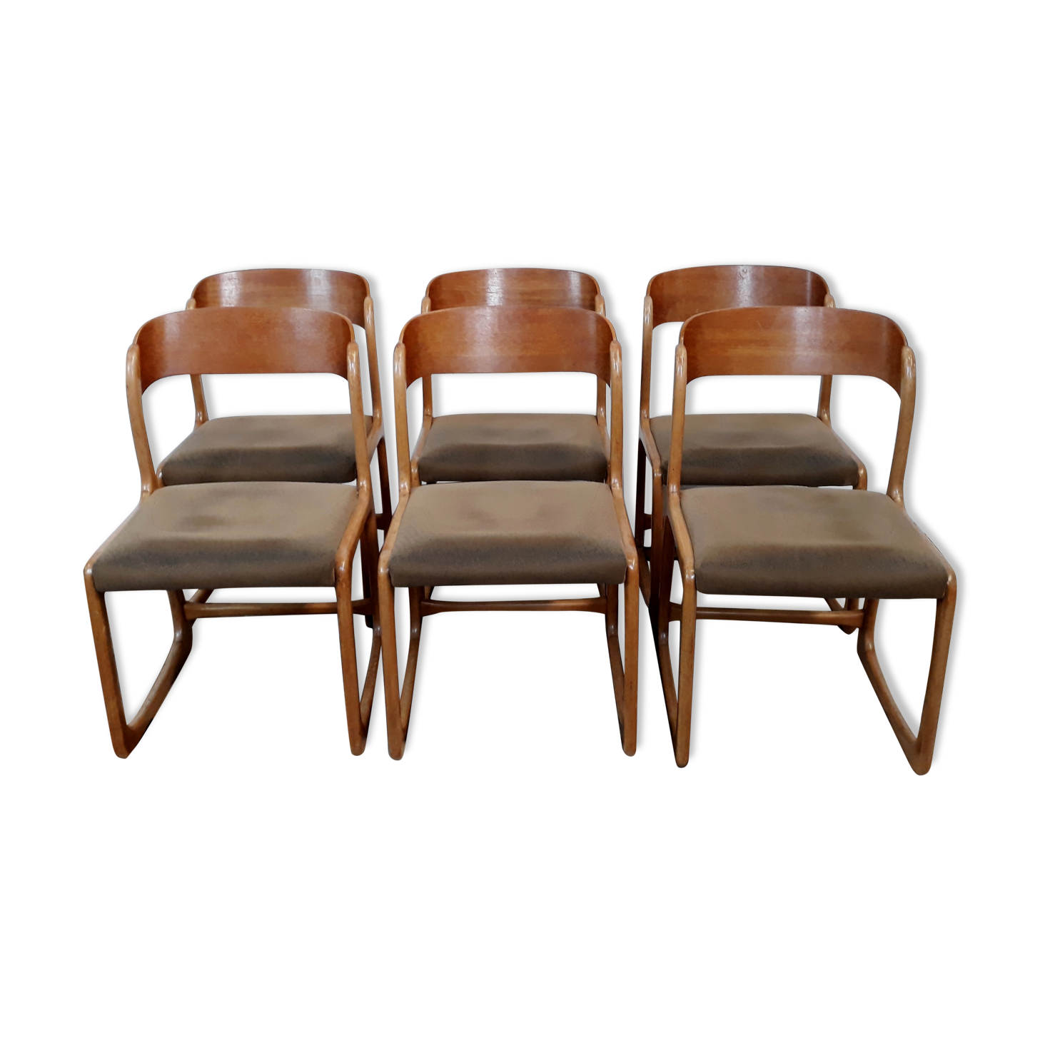 6 chairs Baumann vintage sled