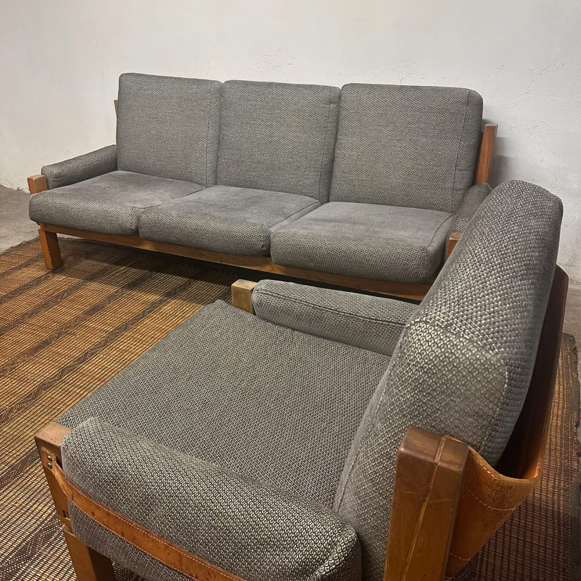S32 sofa & its S15 armchair by Pierre Chapo, France, 1966