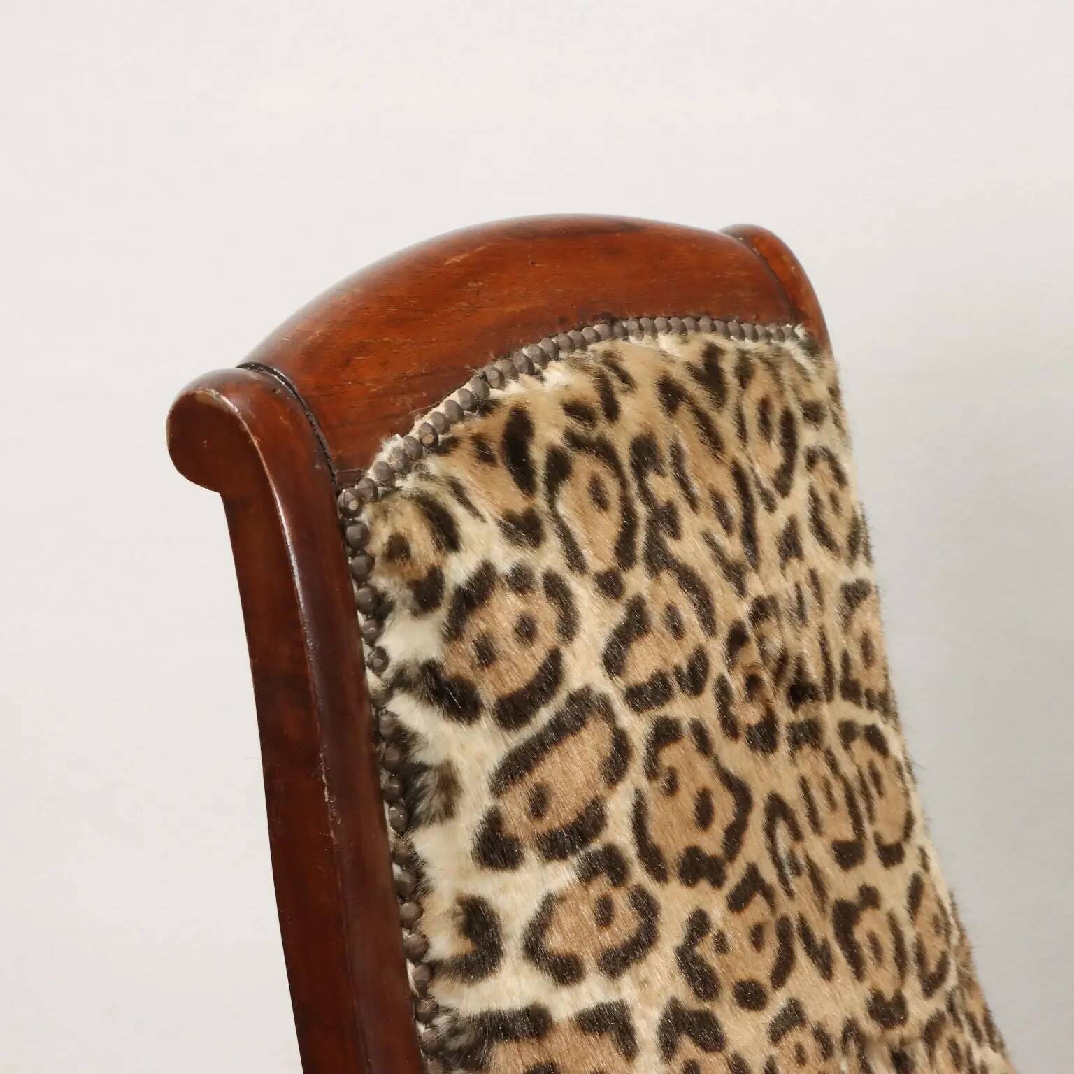 Pair of antique chairs in animal fabric, late 19th century