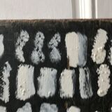 Graphic abstract painting on wood support