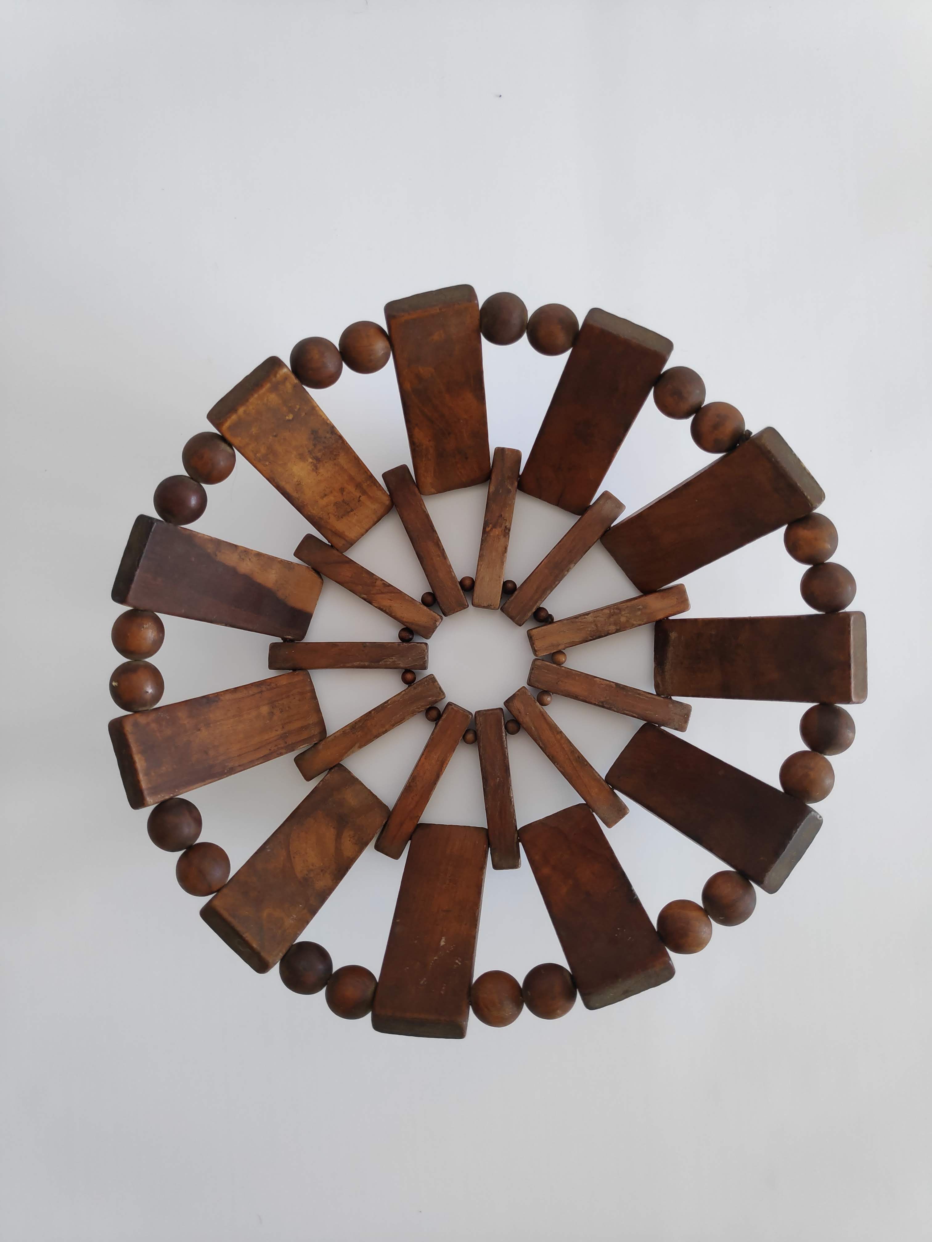 Vintage teak wood fruit basket or empty pocket in 60 years