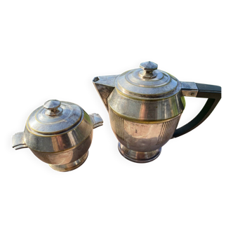 Art Deco silver-plated coffee and sugar bowl set