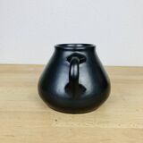 Black ceramic pot-bellied vase from the 50s