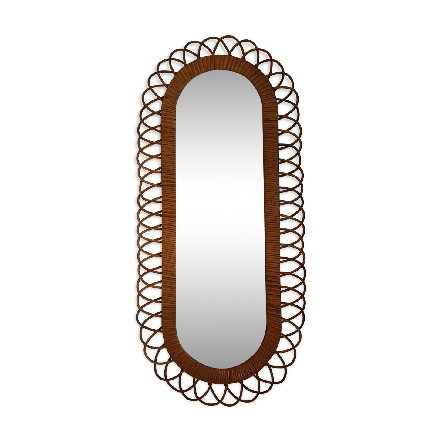 Mirror in rattan vintage 96 x 45cm