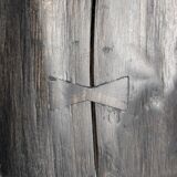 Wabi-Sabi black ebonised wood stool with butterfly joints