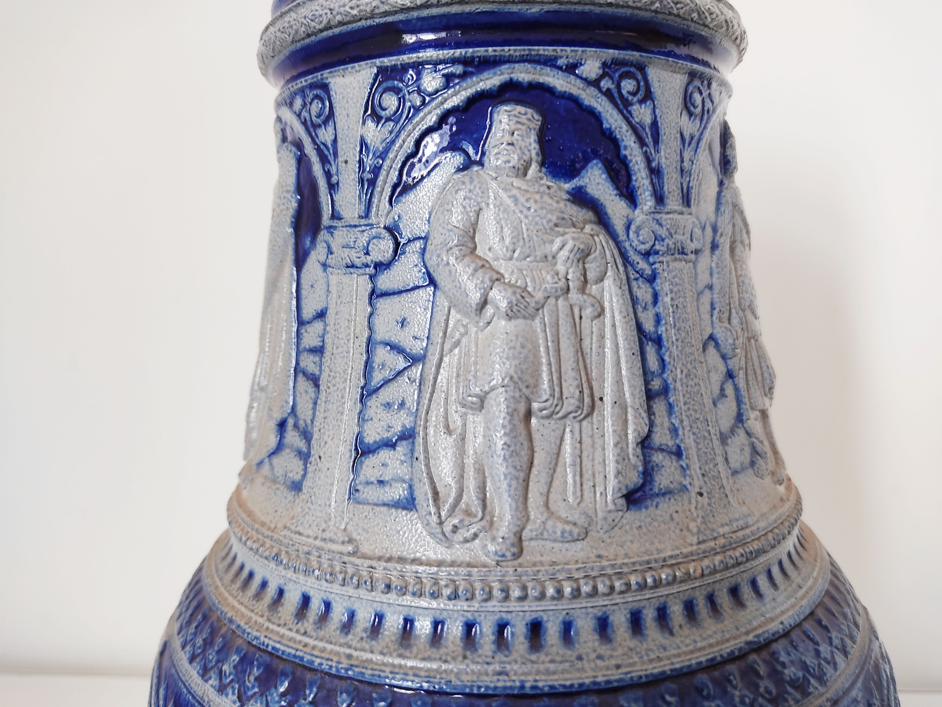 German sandstone jug decoration medieval kings