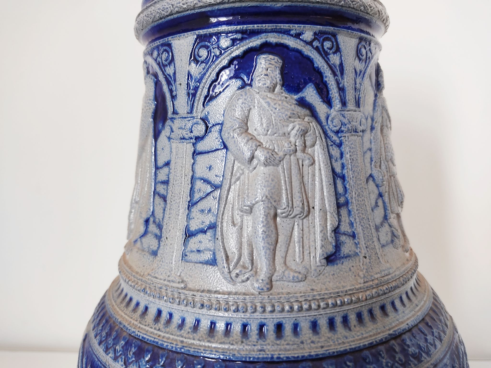 German sandstone jug decoration medieval kings