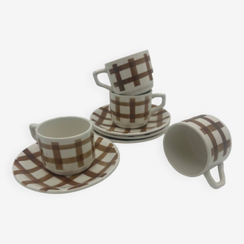 Lot tasses motif torchon