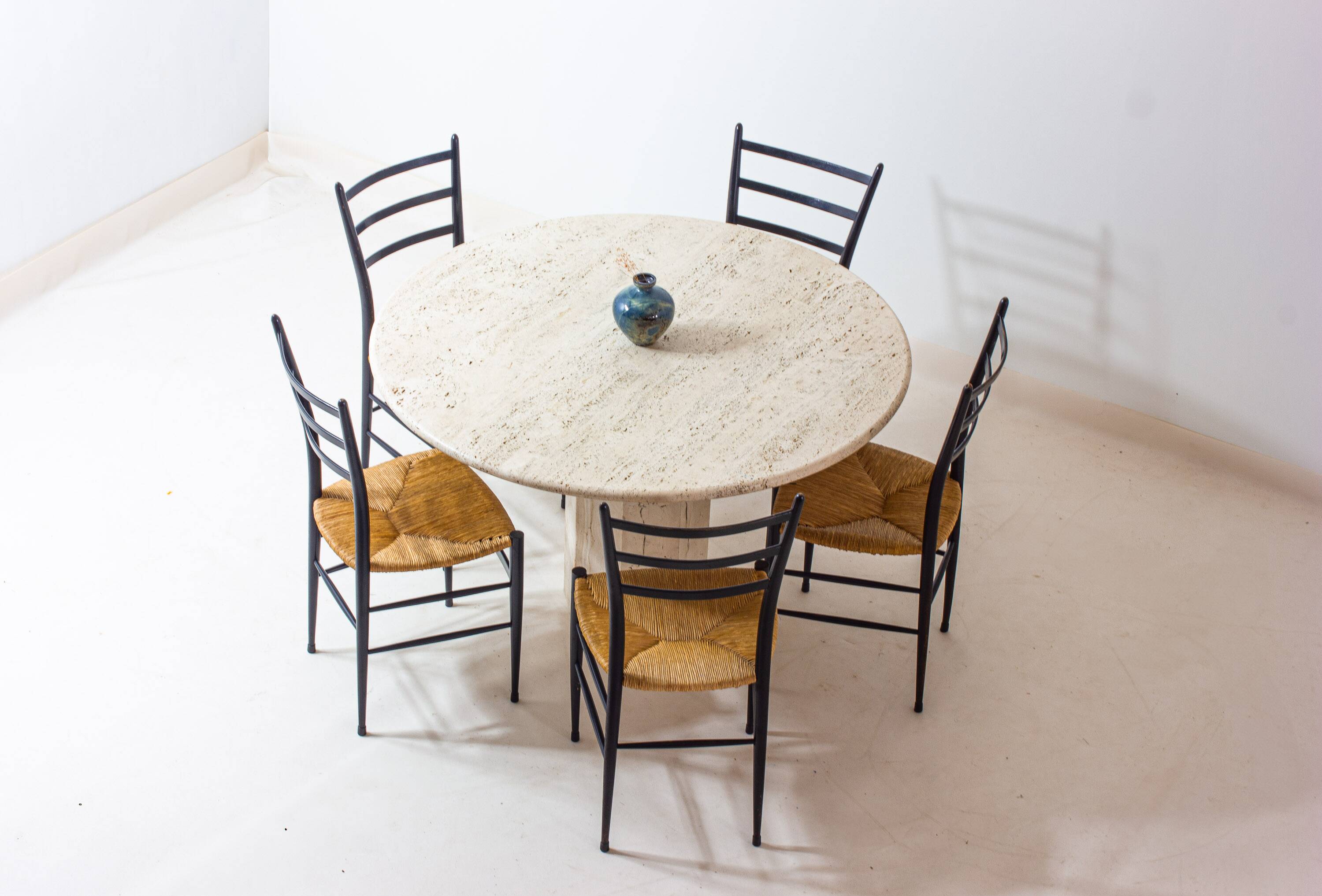 Organic travertine dining table, Italy 1970s