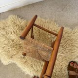 Vintage wooden and straw children's chair