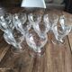 Lot de 11 coupes à champagne en verre ancien ciselé décor floral sur pied bas