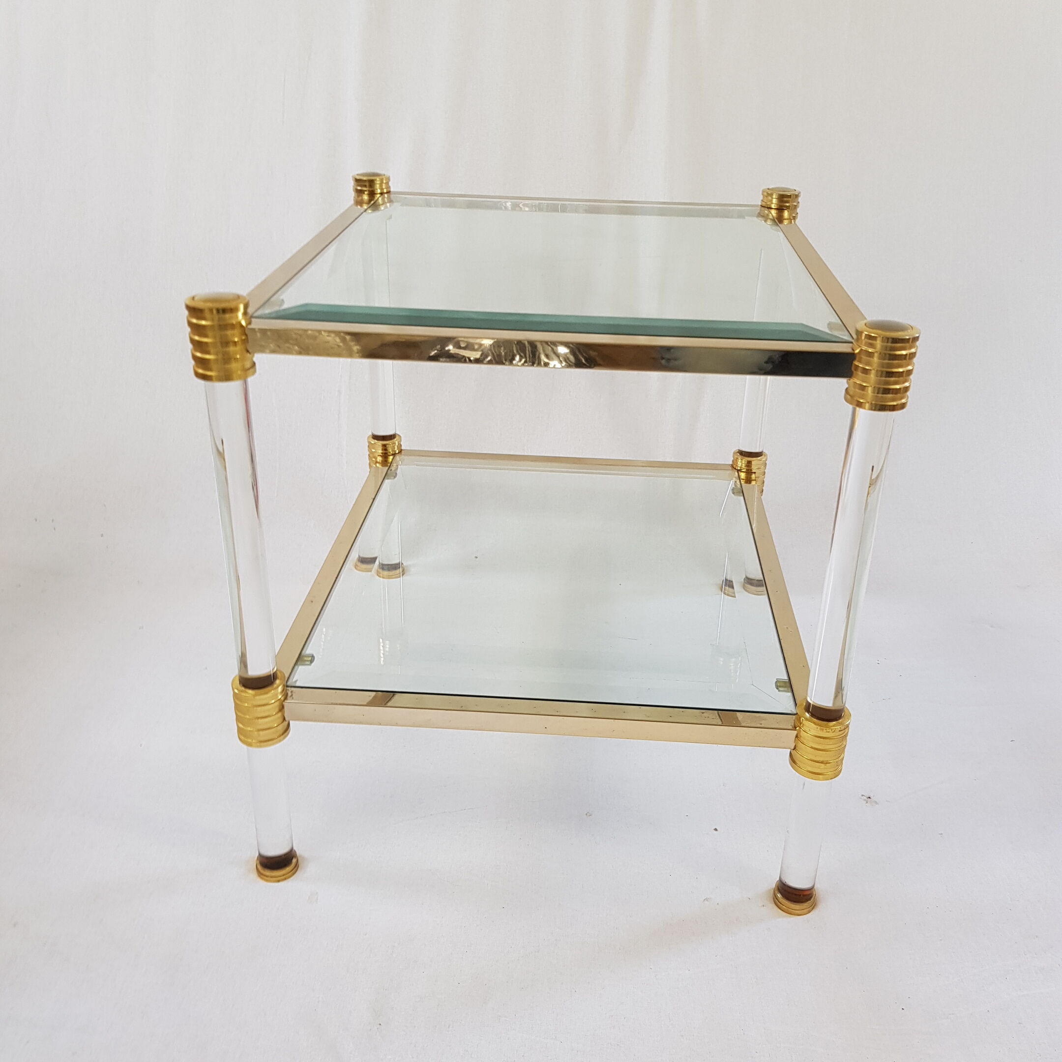 Coffee table in Lucite and Golden steel