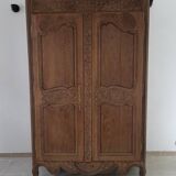 Antique Norman wardrobe with 2 doors, solid oak, raw wood