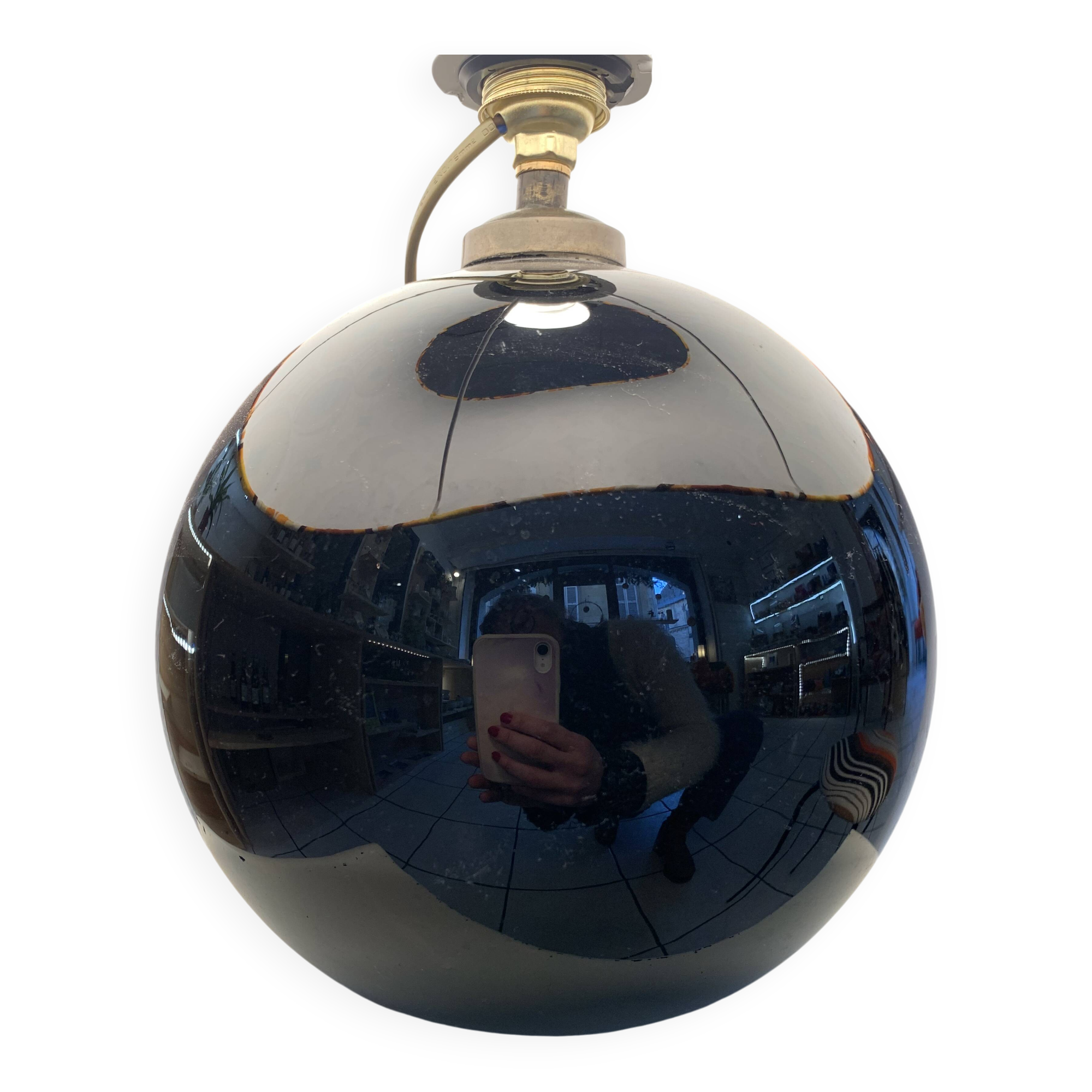 Art Deco lamp in opaline in the style of Jacques Adnet.