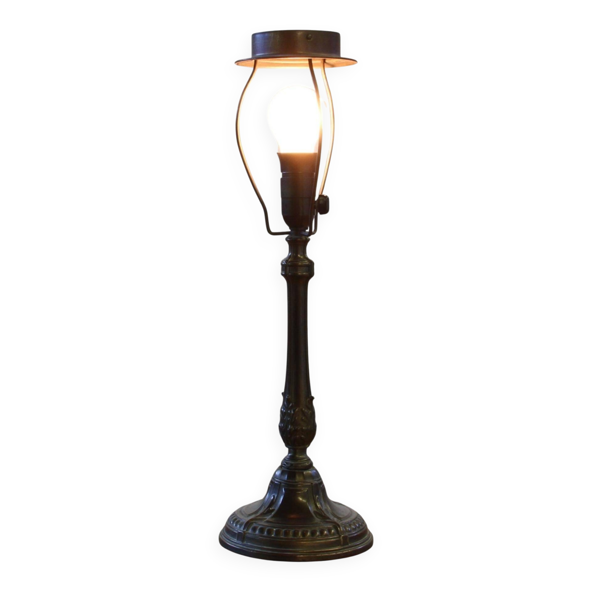 Vintage 1920s Danish table lamp in the style of Just Andersen Diskometal design