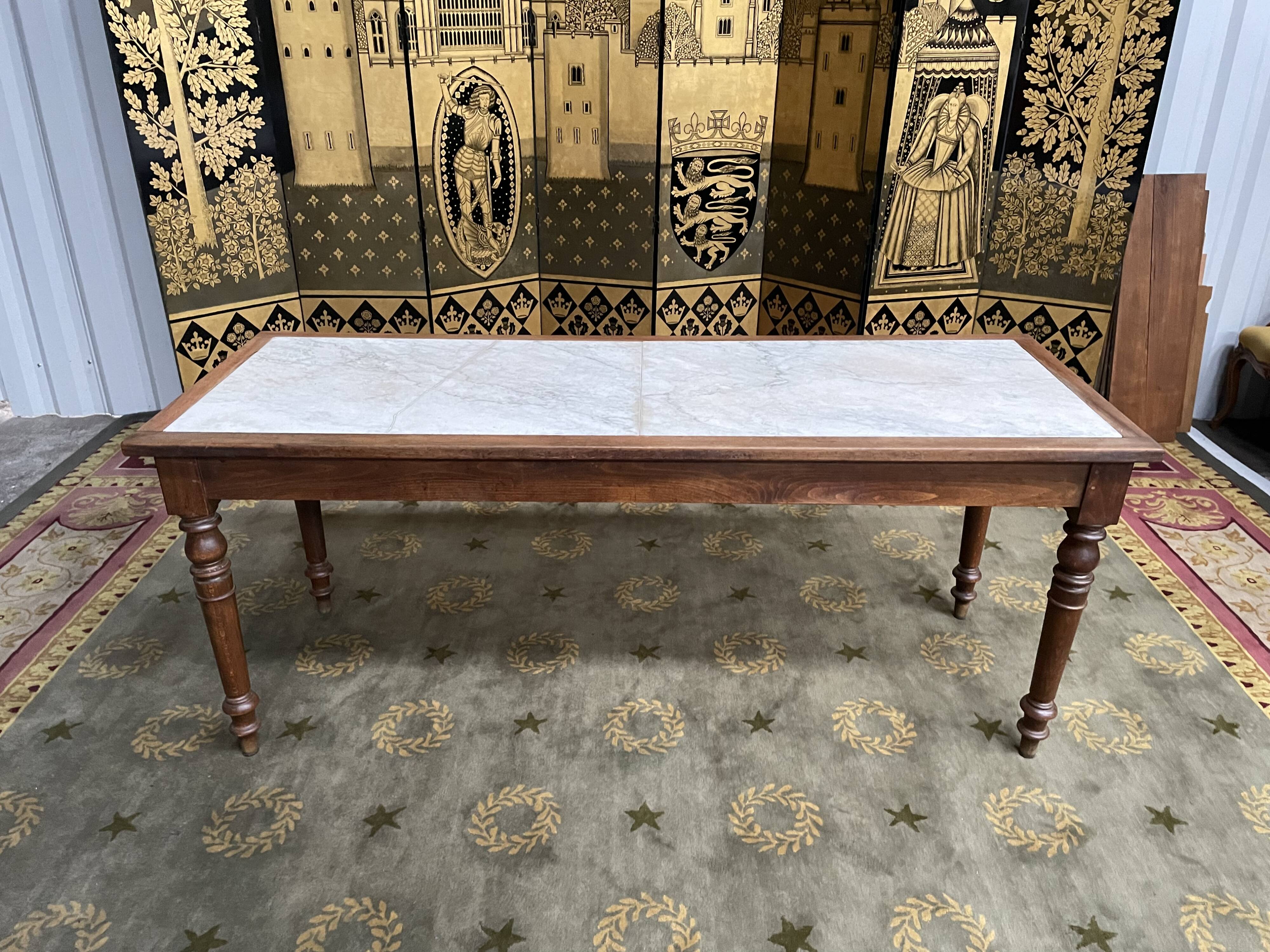 Louis Philippe marble farmhouse loom table
