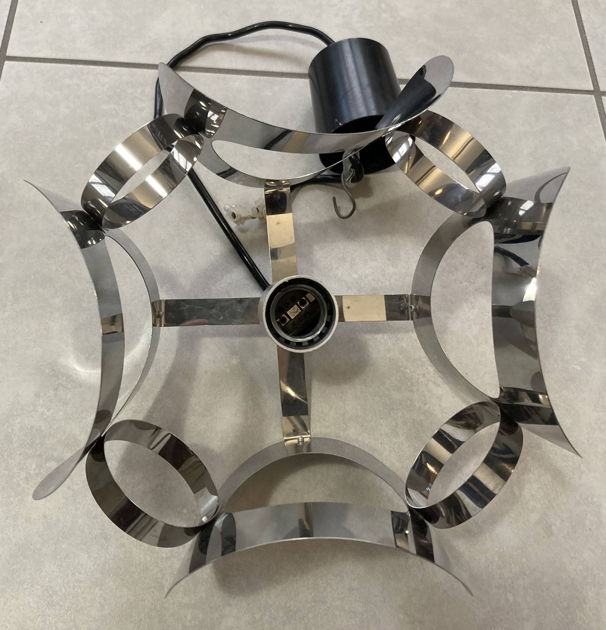 space age chrome metal suspension