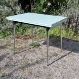 Water green formica table with 2 drawers and extensions