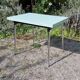 Water green formica table with 2 drawers and extensions