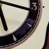 Vintage formica clock silent wall clock asymmetrical 60s "Yellow black"