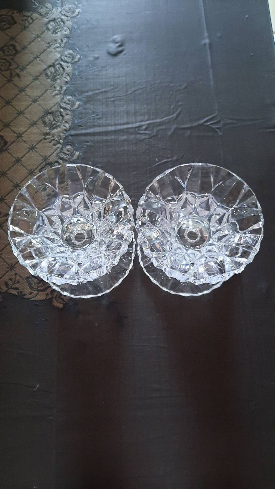 Paire de bougeoir ancien en cristal d'arques