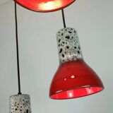 1970s mid century pendant light 5-light cascading lamp with fat lava cerami