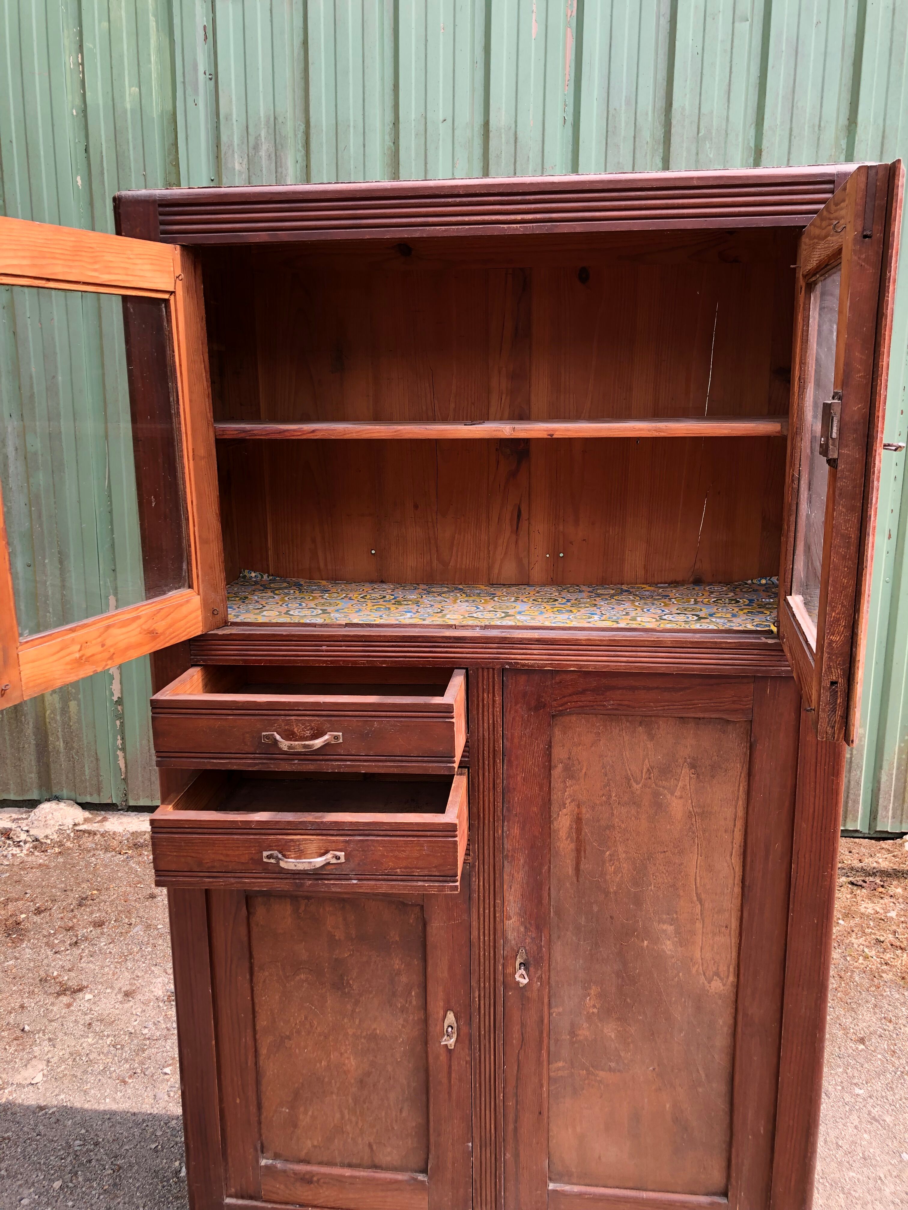 Vintage Parisian pine cabinet.