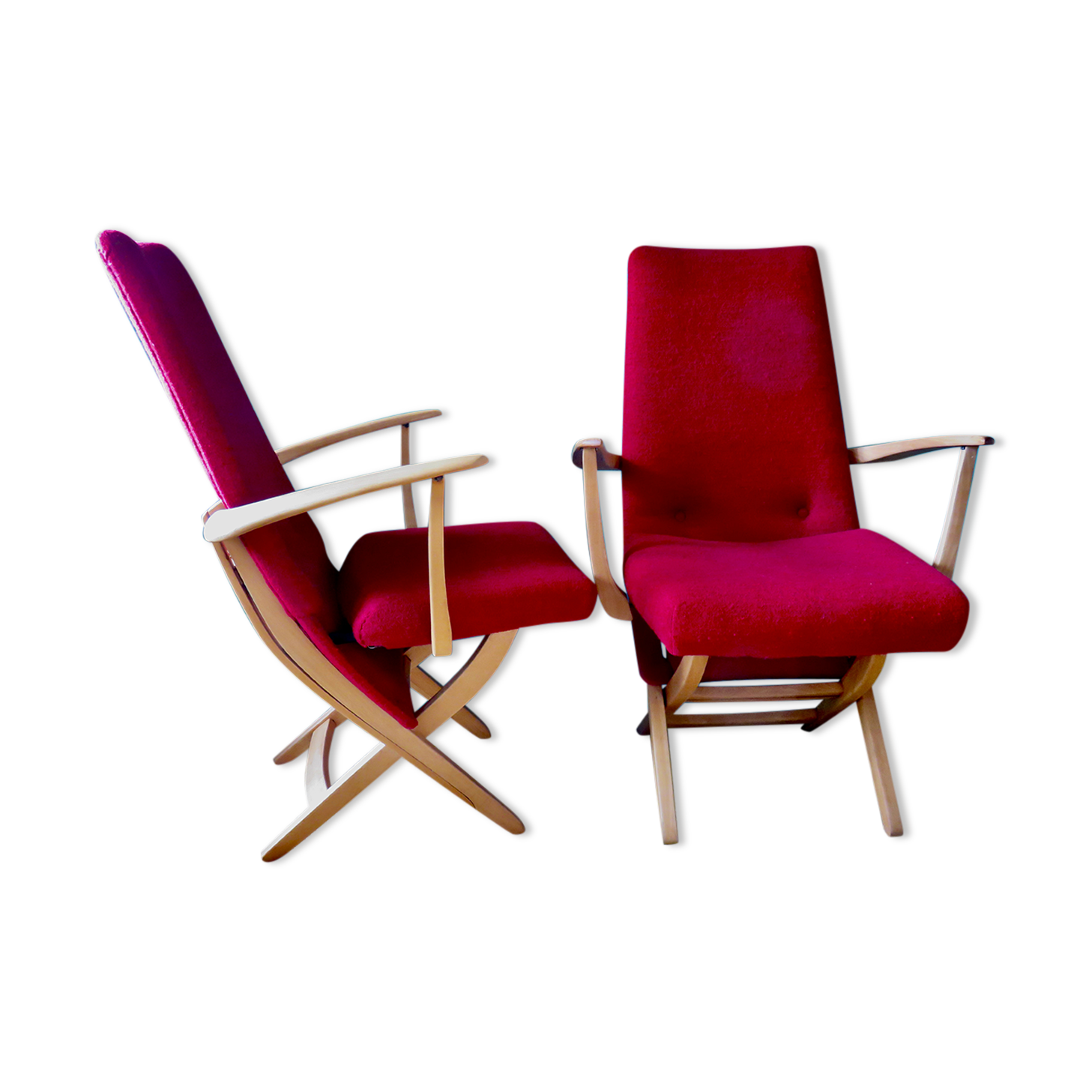 Pair of red armchairs. Denmark 1950